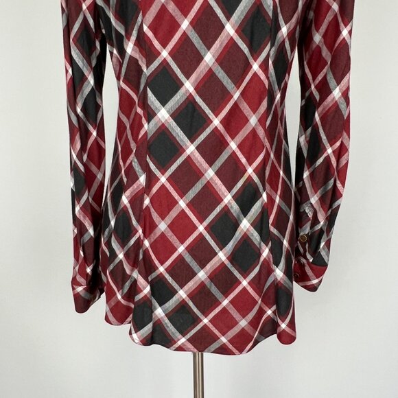 Soft Surroundings Womens Joelle Plaid Tunic Cabernet Plaid Button Front size S - Picture 11 of 14